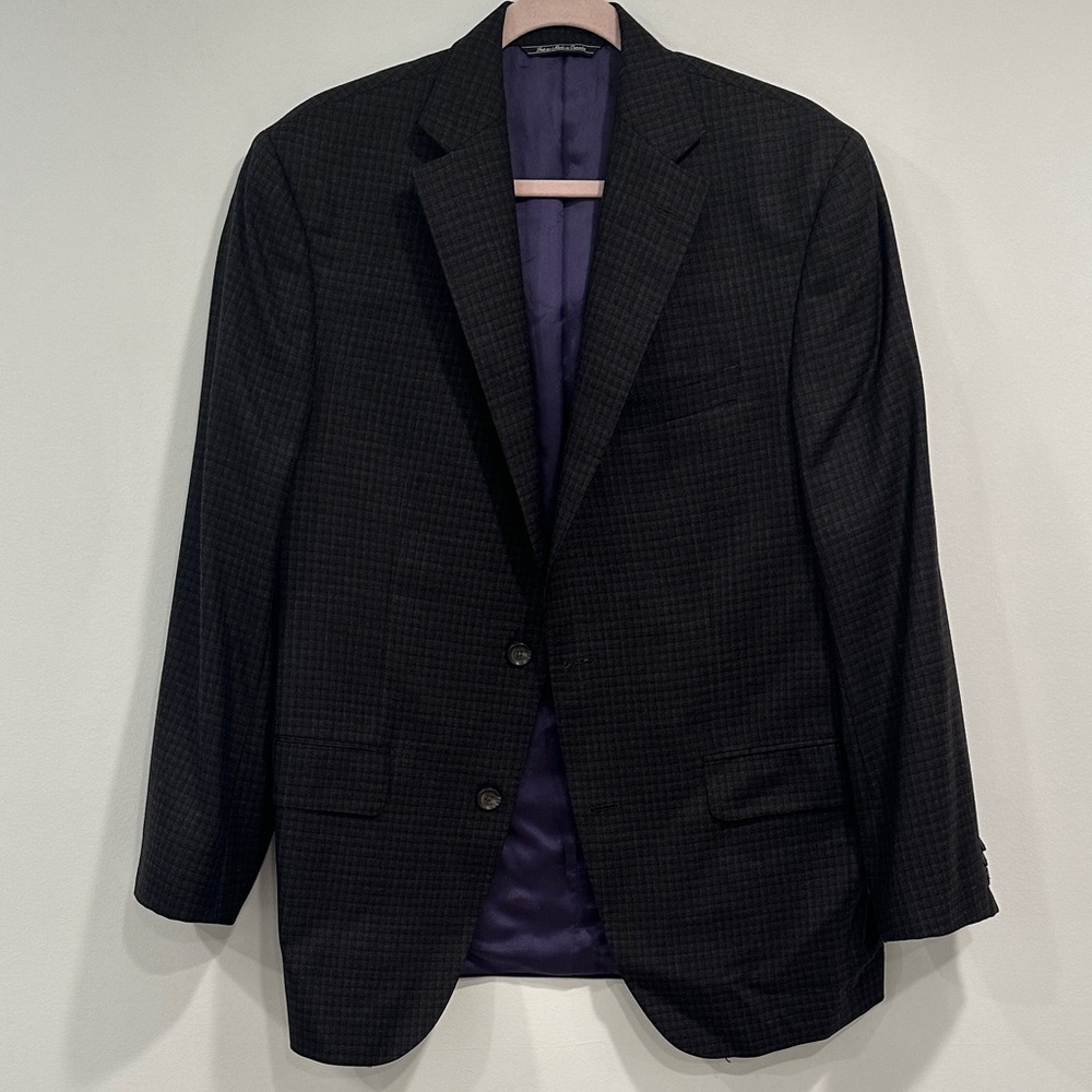 Elegant Black Checkered Men's Blazer
